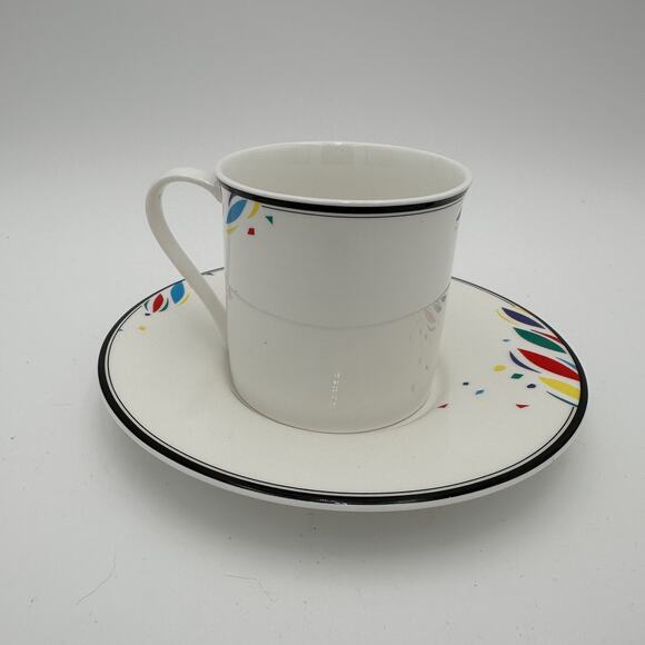 Vintage Saucers by Mikasa in Natures Pallet Postmodern 90s Geometric 6.5" Set/8 - Picture 6 of 7